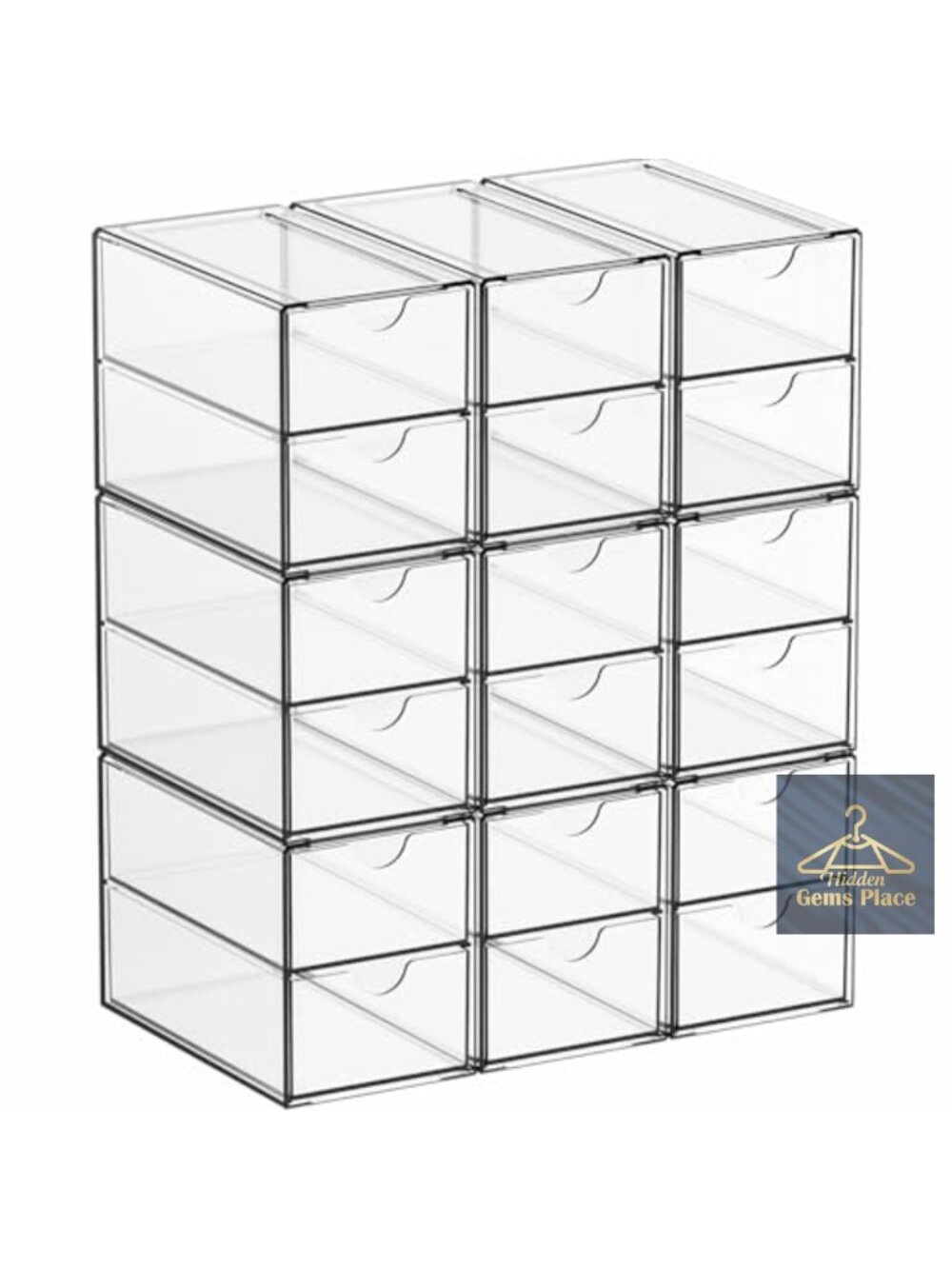 9 Pack Acrylic Stackable Drawer Organizers with 18 Clear Drawers for Office
